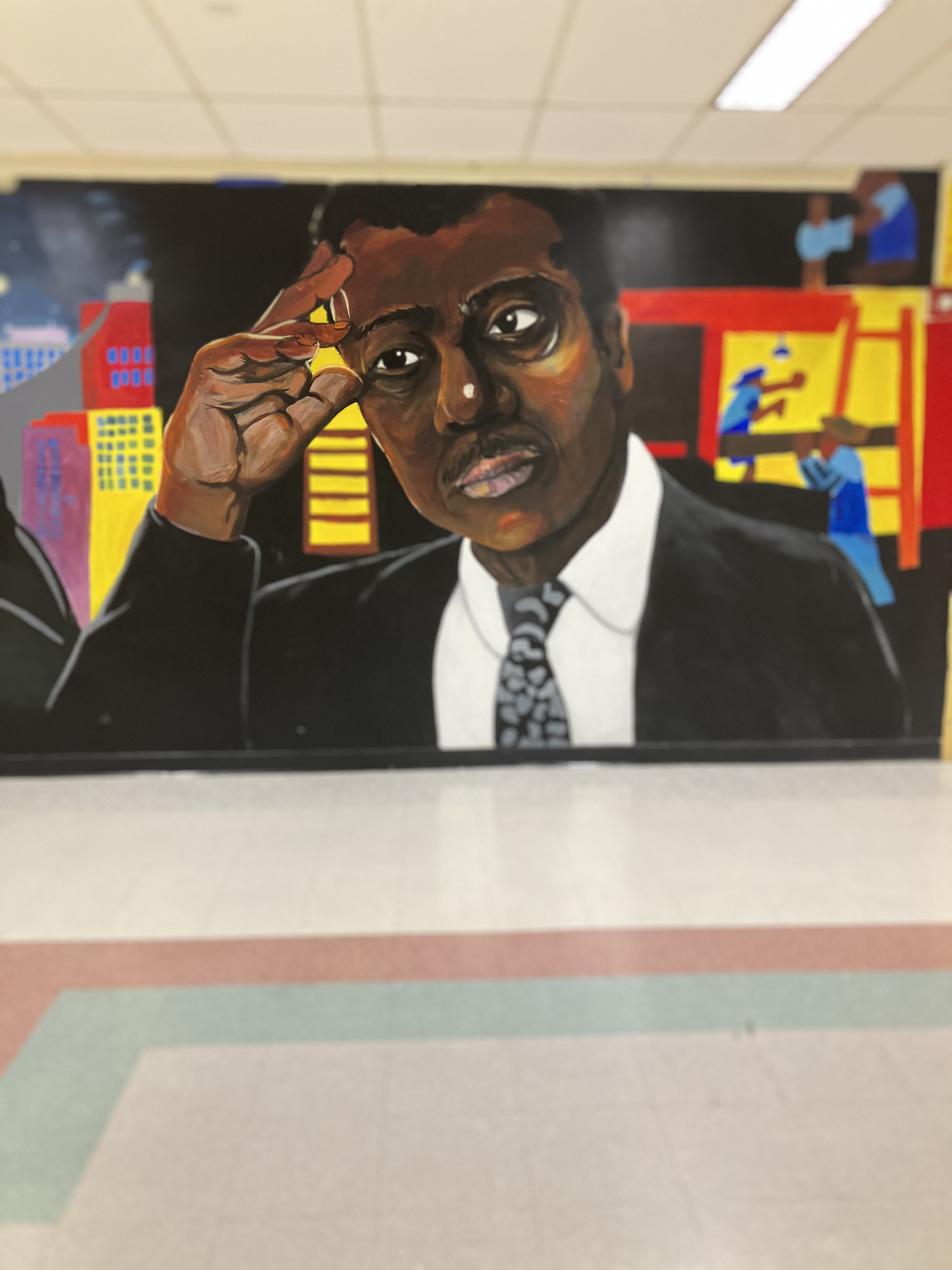 Jacob Lawrence as painted on the Wall of Artists mural at Western High School